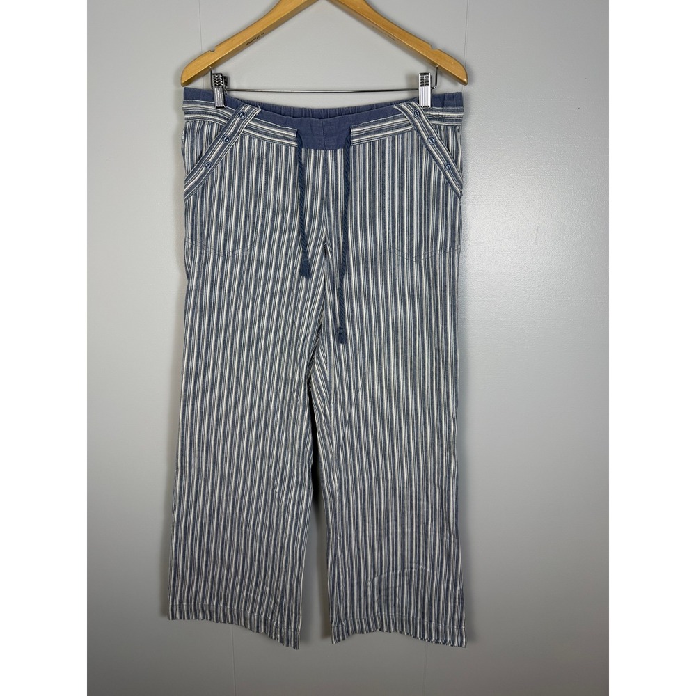 Jolt Striped Pants Bohemian Sailor Coastal Chic Women 11 Blue Relaxed Wide Leg
